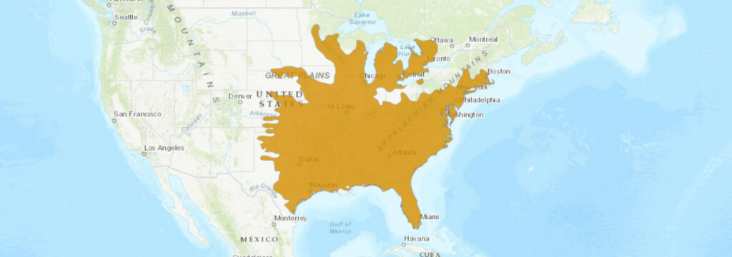 Aire de répartition de l'Heterodon platirhinos