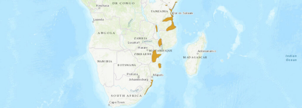 Aire de répartition du Dendroaspis angusticeps