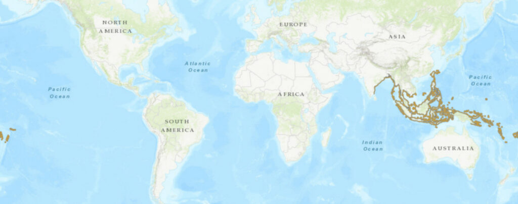 Aire de répartition du Laticauda colubrina