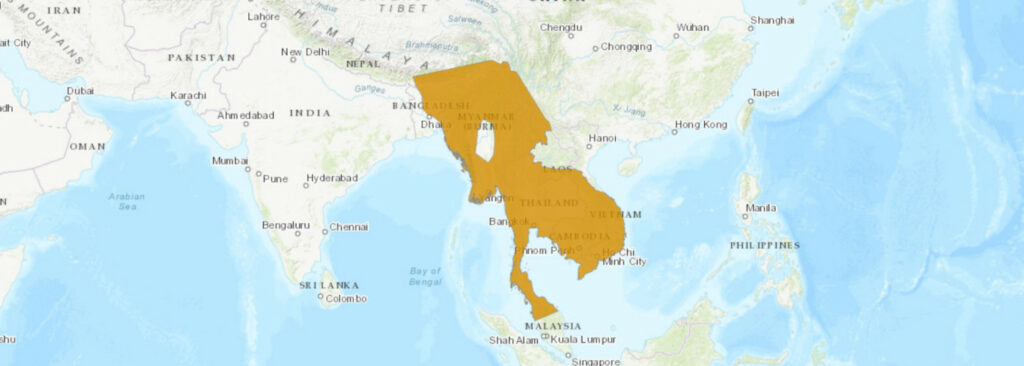 Aire de répartition du Naja kaouthia
