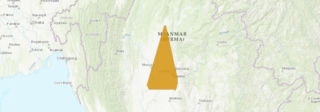 Aire de répartition du Naja mandalayensis